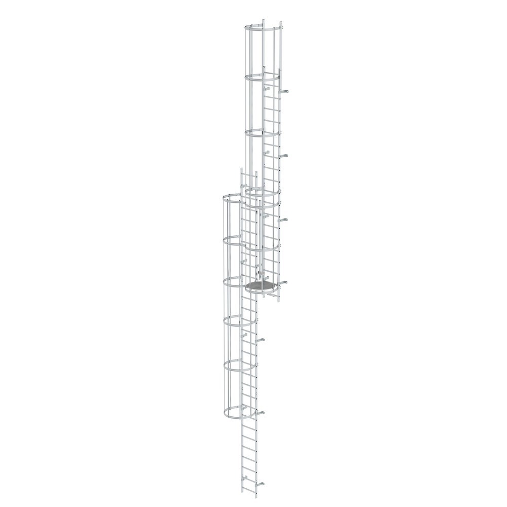 Produktabbildung: Munk Mehrzügige Steigleiter mit Rückenschutz (Maschinen) Aluminium blank 12,12m