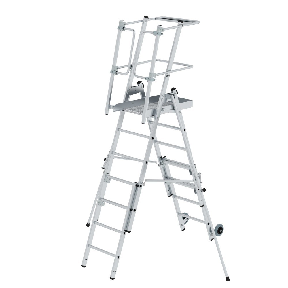 Produktabbildung: Munk Plattformleiter FlexxStep 5 Sprossen mit Teleskopaufsatz 2 Sprossen