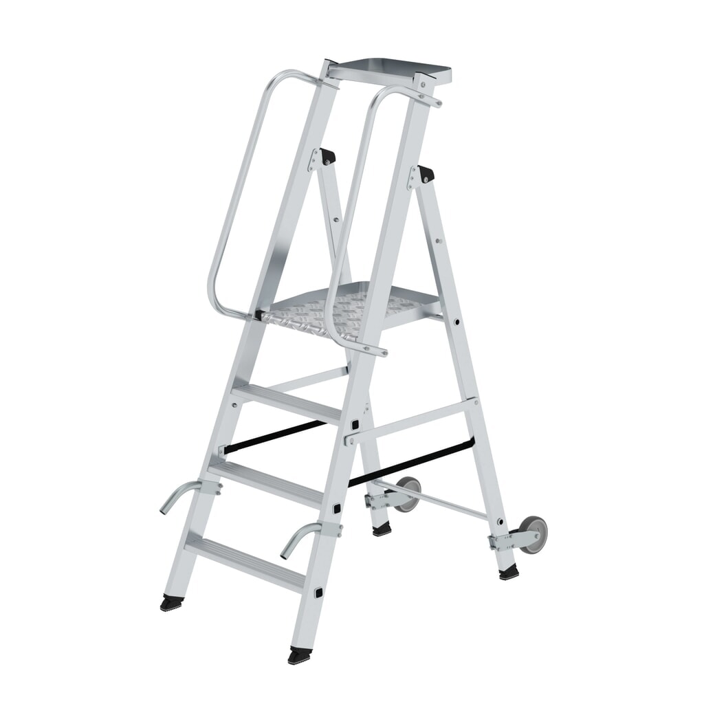 Munk Plattformleiter mit Rollen und Griff 4 Stufen mit Ablageschale Produktabbildung: Munk Plattformleiter mit Rollen und Griff 4 Stufen mit Ablageschale
