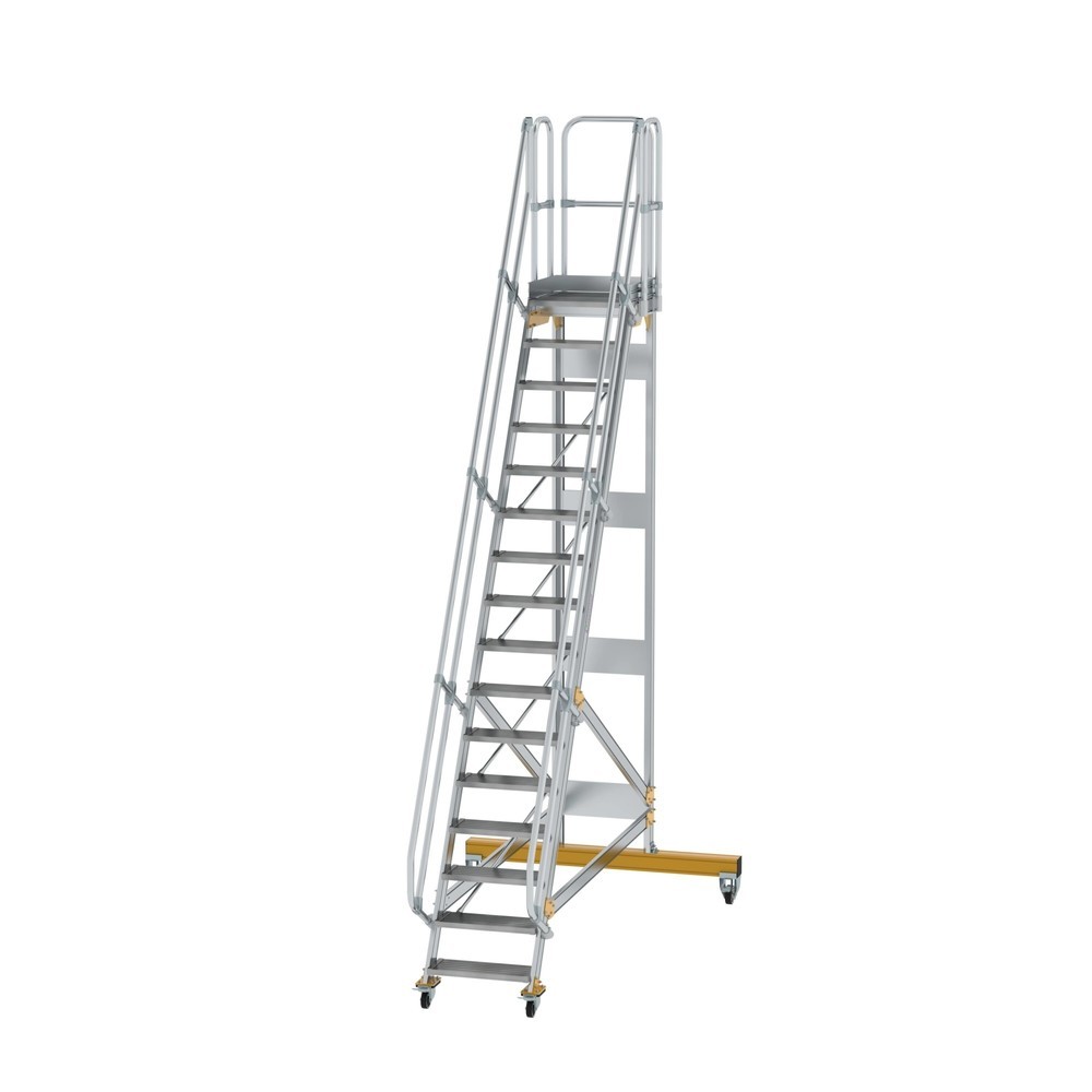 Produktabbildung: Munk Plattformtreppe fahrbar 60° Stufenbreite 600 mm 16 Stufen