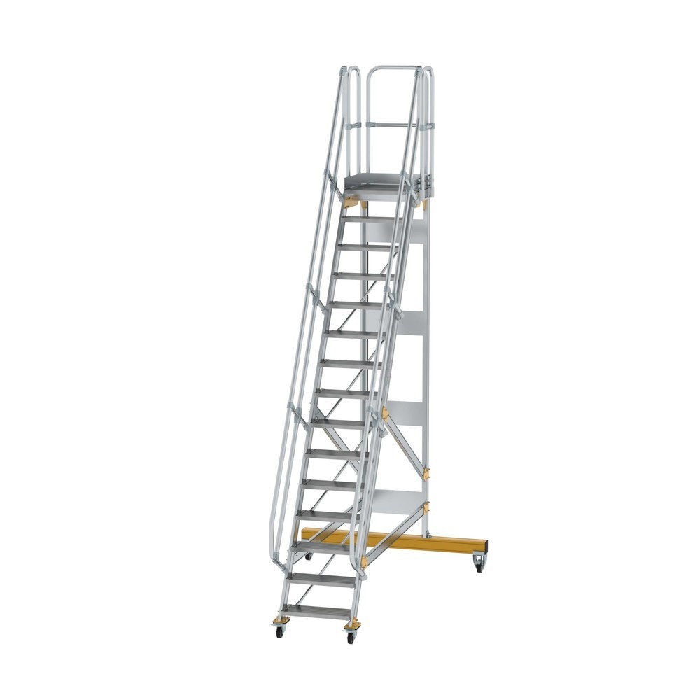 Produktabbildung: Munk Plattformtreppe fahrbar 60° Stufenbreite 600 mm 15 Stufen