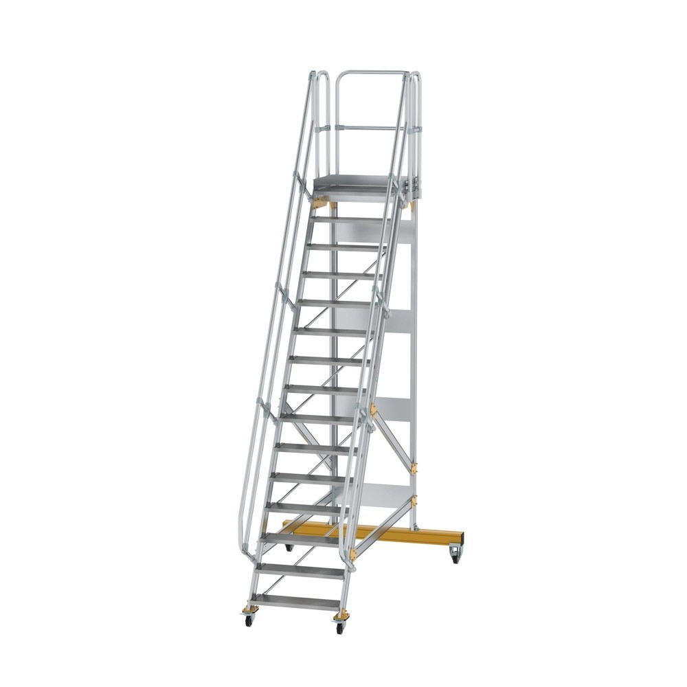 Produktabbildung: Munk Plattformtreppe fahrbar 60° Stufenbreite 800 mm 15 Stufen