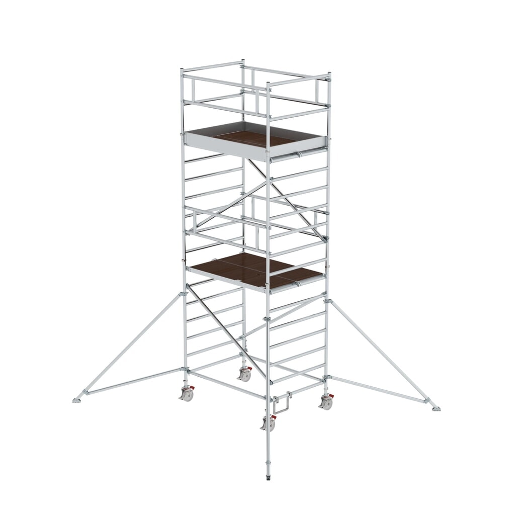 Produktabbildung: Munk Rollgerüst 1,35 x 1,80 m mit Ausleger & Doppel-Plattform Plattformhöhe 4,35 m