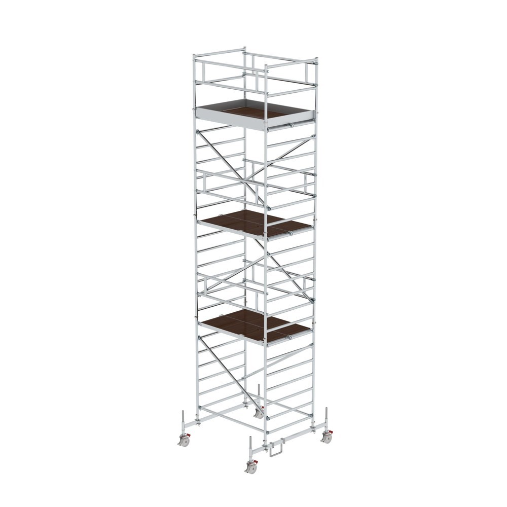 Produktabbildung: Munk Rollgerüst 1,35 x 1,80 m mit Fahrbalken & Doppel-Plattform Plattformhöhe 6,45 m