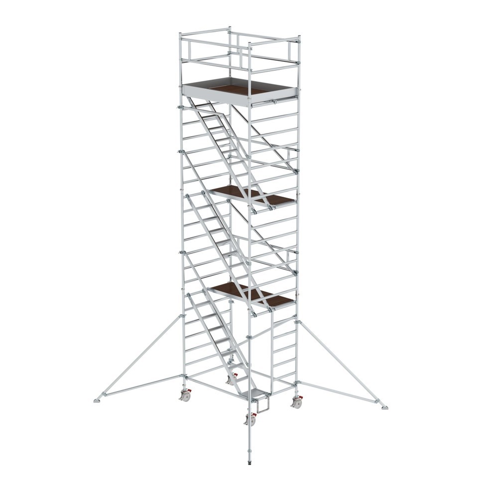 Produktabbildung: Munk Rollgerüst 1,35 x 1,80 m mit Schrägaufstiegen & Ausleger Plattformhöhe 6,35 m