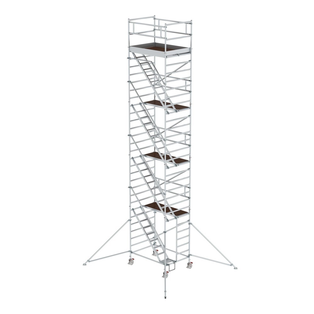 Produktabbildung: Munk Rollgerüst 1,35 x 1,80 m mit Schrägaufstiegen & Ausleger Plattformhöhe 8,35 m
