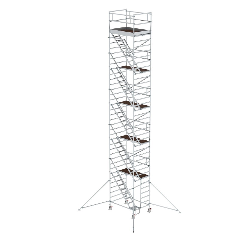 Produktabbildung: Munk Rollgerüst 1,35 x 1,80 m mit Schrägaufstiegen & Ausleger Plattformhöhe 10,35 m