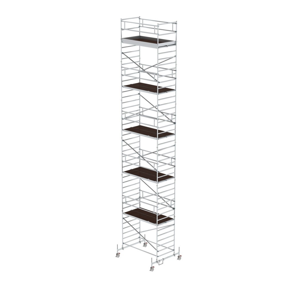 Produktabbildung: Munk Rollgerüst 1,35 x 2,45 m mit Fahrbalken & Doppel-Plattform Plattformhöhe 11,45 m
