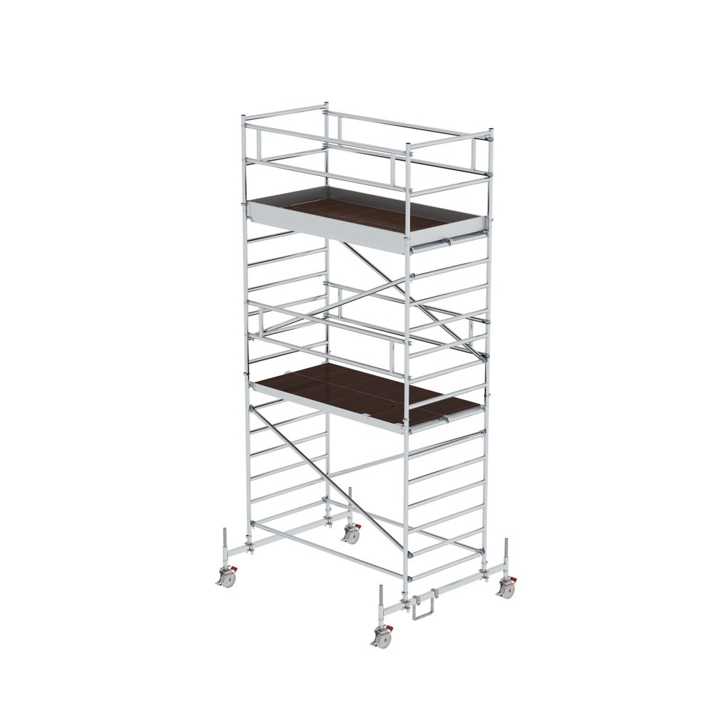 Produktabbildung: Munk Rollgerüst 1,35 x 2,45 m mit Fahrbalken & Doppel-Plattform Plattformhöhe 4,35 m