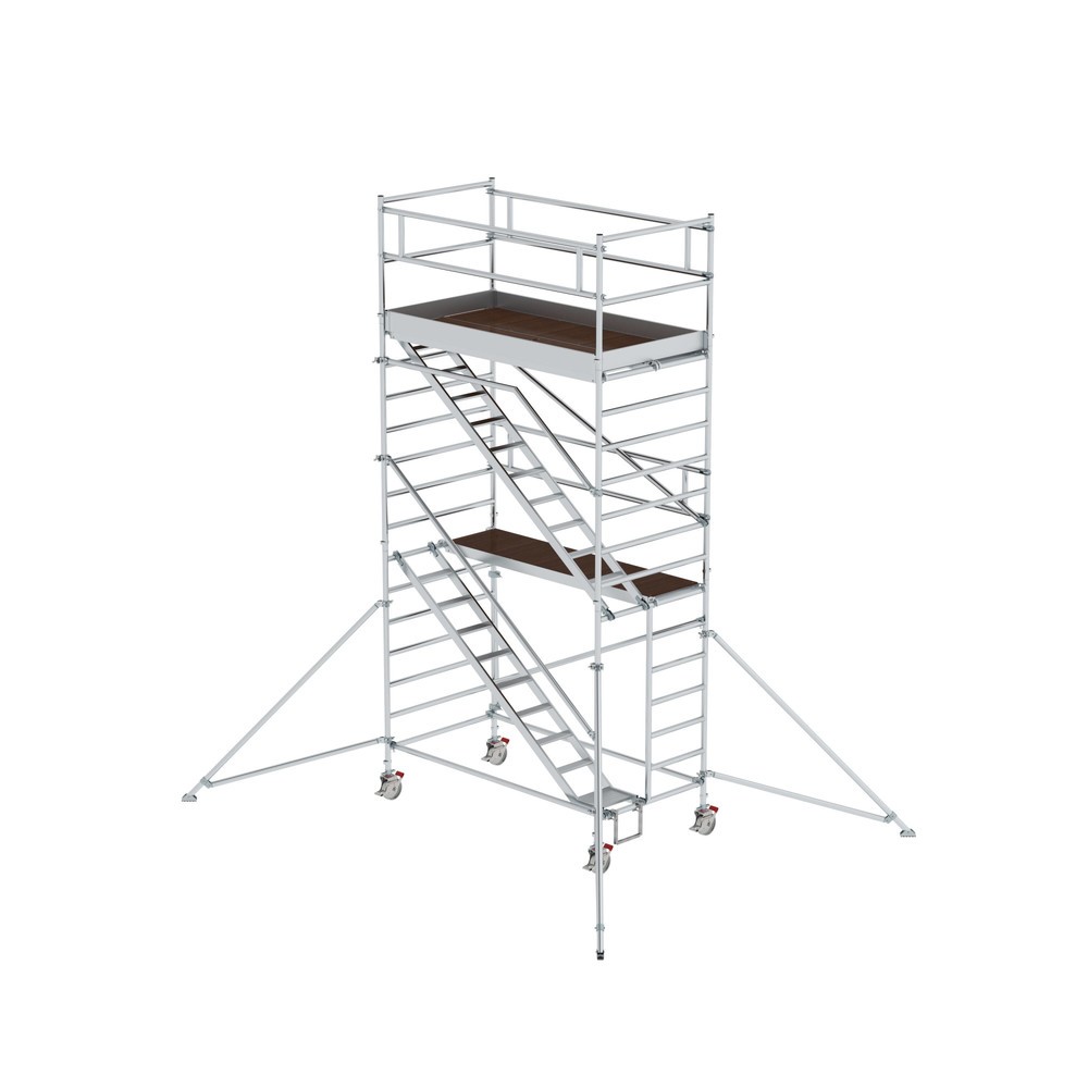 Produktabbildung: Munk Rollgerüst 1,35 x 2,45 m mit Schrägaufstiegen & Ausleger Plattformhöhe 4,35 m