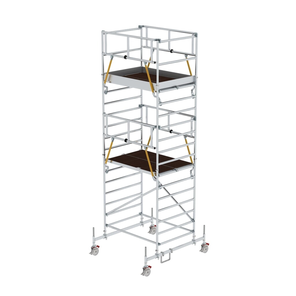 Munk Rollgerüst SG 1,35 x 1,80 m mit Fahrbalken & Doppel-Plattform Plattformhöhe 4,66 m Produktabbildung: Munk Rollgerüst SG 1,35 x 1,80 m mit Fahrbalken & Doppel-Plattform Plattformhöhe 4,66 m