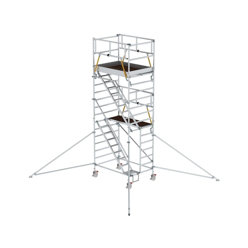 Munk Rollgerüst SG 1,35 x 1,80 m mit Schrägaufstiegen & Ausleger Plattformhöhe 4,47 m Produktabbildung: Munk Rollgerüst SG 1,35 x 1,80 m mit Schrägaufstiegen & Ausleger Plattformhöhe 4,47 m