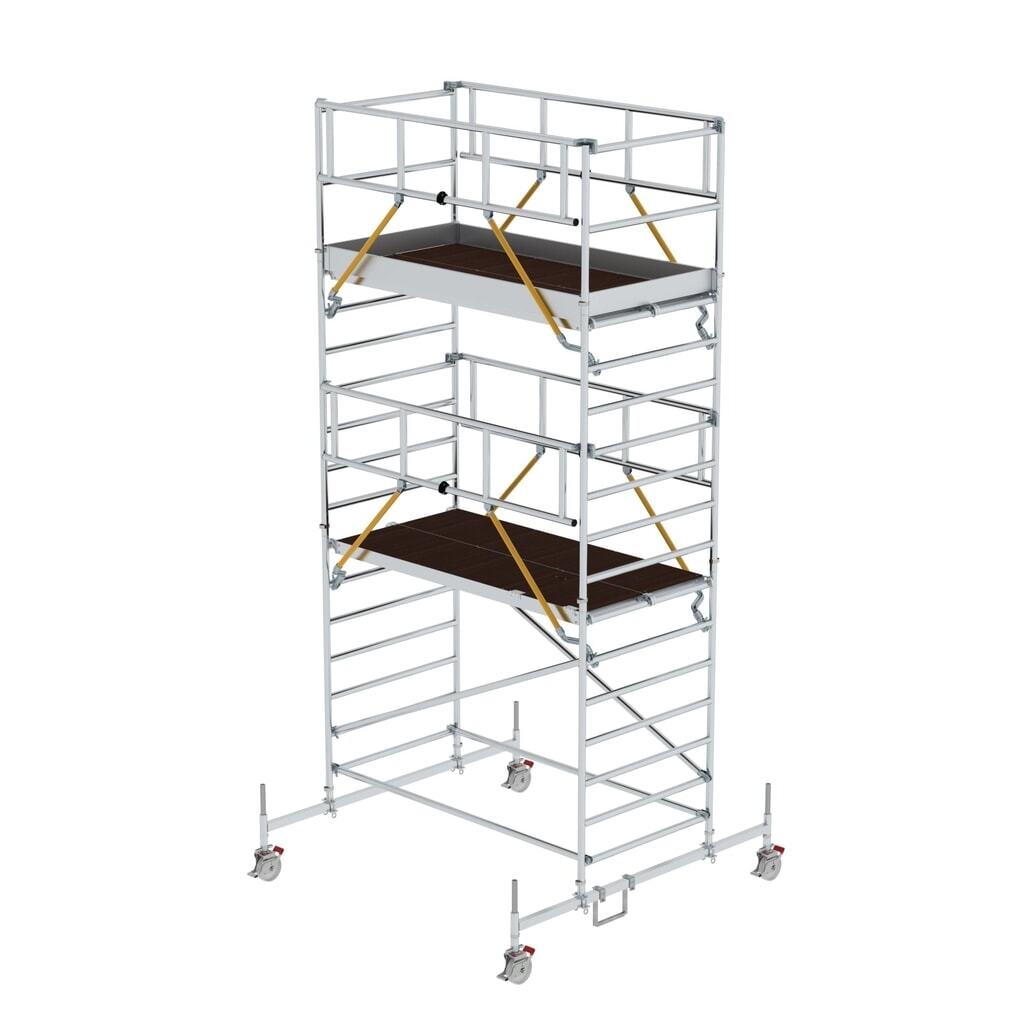 Produktabbildung: Munk Rollgerüst SG 1,35 x 2,45 m mit Fahrbalken & Doppel-Plattform Plattformhöhe 4,66 m