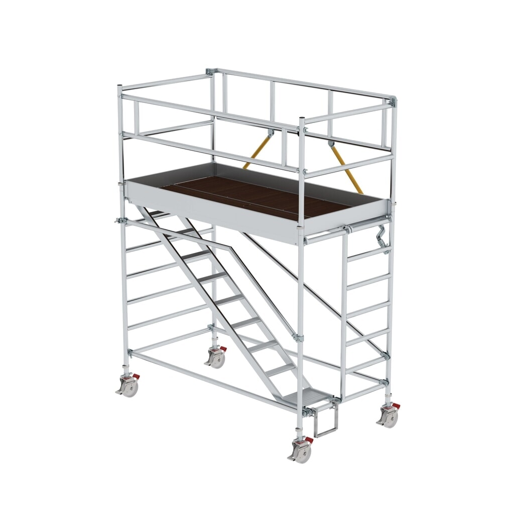 Munk Rollgerüst SG 1,35 x 2,45 m mit Schrägaufstiegen Plattformhöhe 2,51 m Produktabbildung: Munk Rollgerüst SG 1,35 x 2,45 m mit Schrägaufstiegen Plattformhöhe 2,51 m