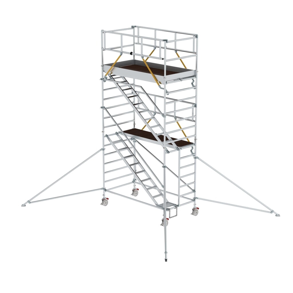 Munk Rollgerüst SG 1,35 x 2,45 m mit Schrägaufstiegen & Ausleger Plattformhöhe 4,47 m Produktabbildung: Munk Rollgerüst SG 1,35 x 2,45 m mit Schrägaufstiegen & Ausleger Plattformhöhe 4,47 m