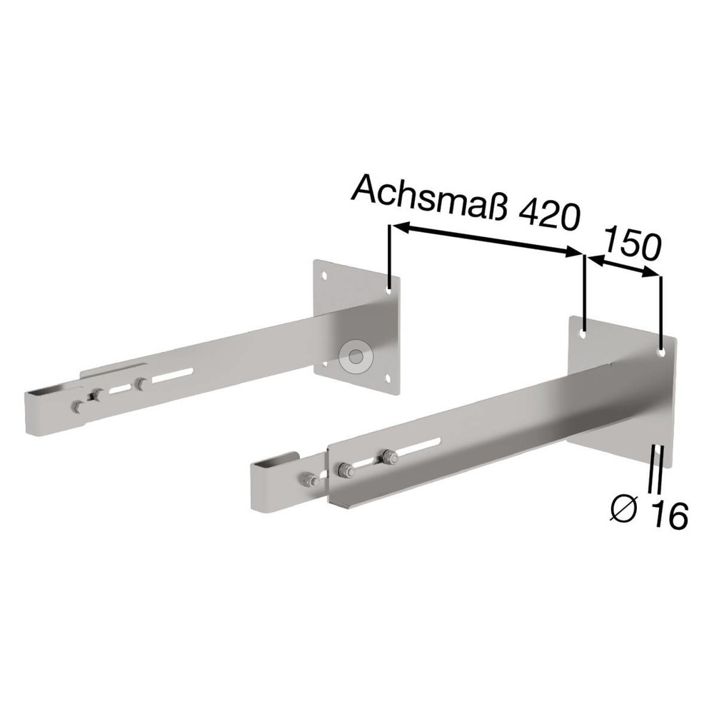 Produktabbildung Nr. 2: Munk Sonderwandhalter, starr 600-700mm, Edelstahl