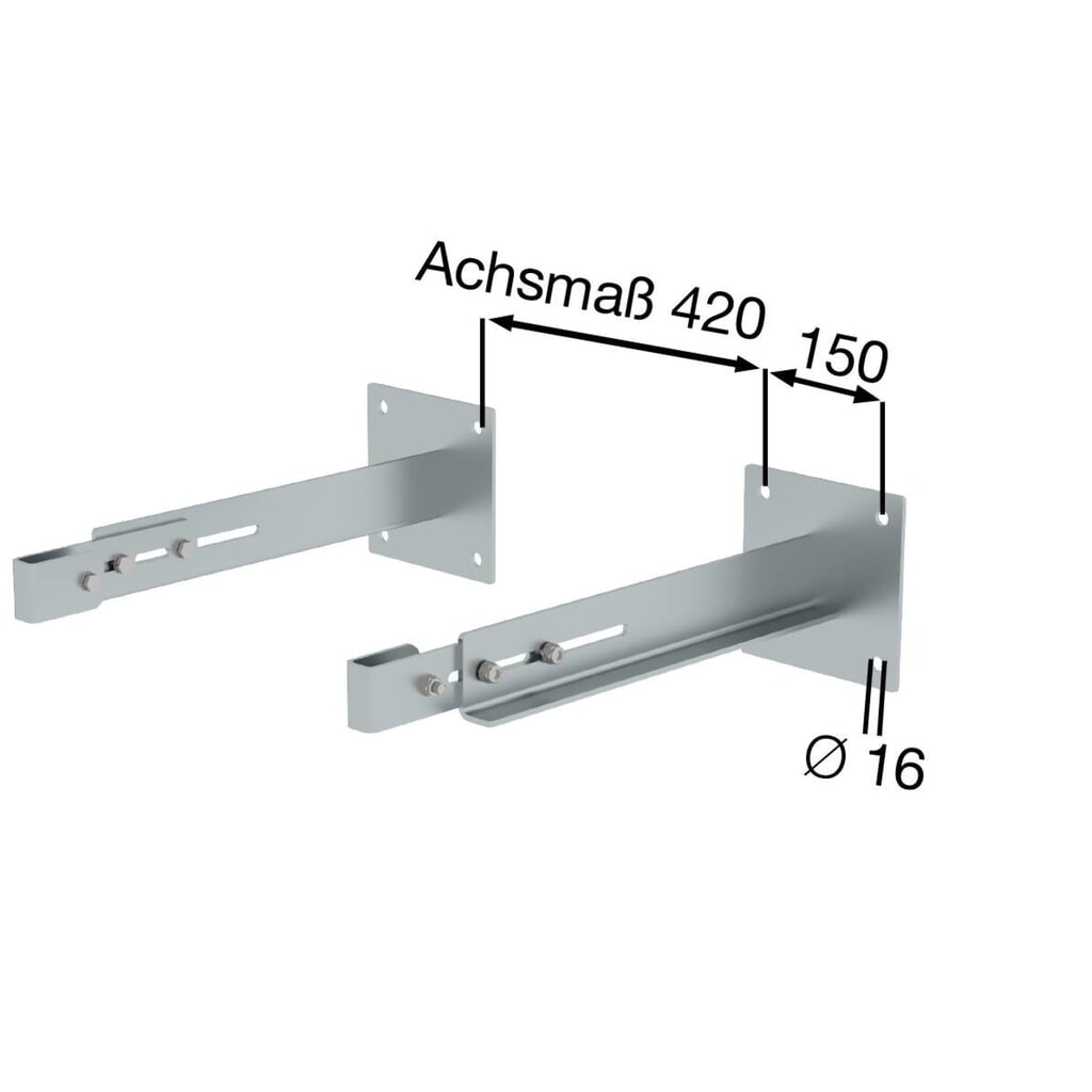 Munk Sonderwandhalter, starr 500-600mm, Edelstahl Produktabbildung Nr. 2: Munk Sonderwandhalter, starr 500-600mm, Edelstahl