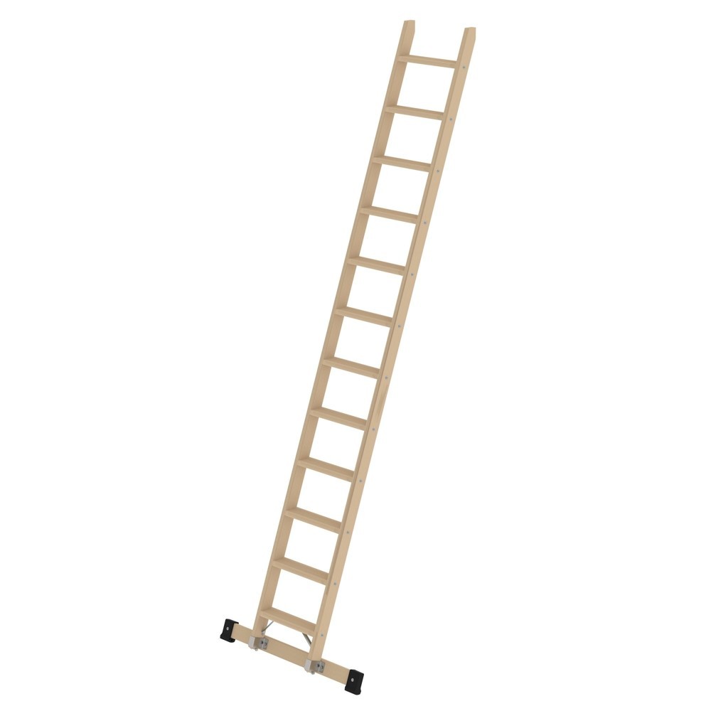 Produktabbildung: Munk Stufen-Anlegeleiter Holz mit Traverse 12 Stufen