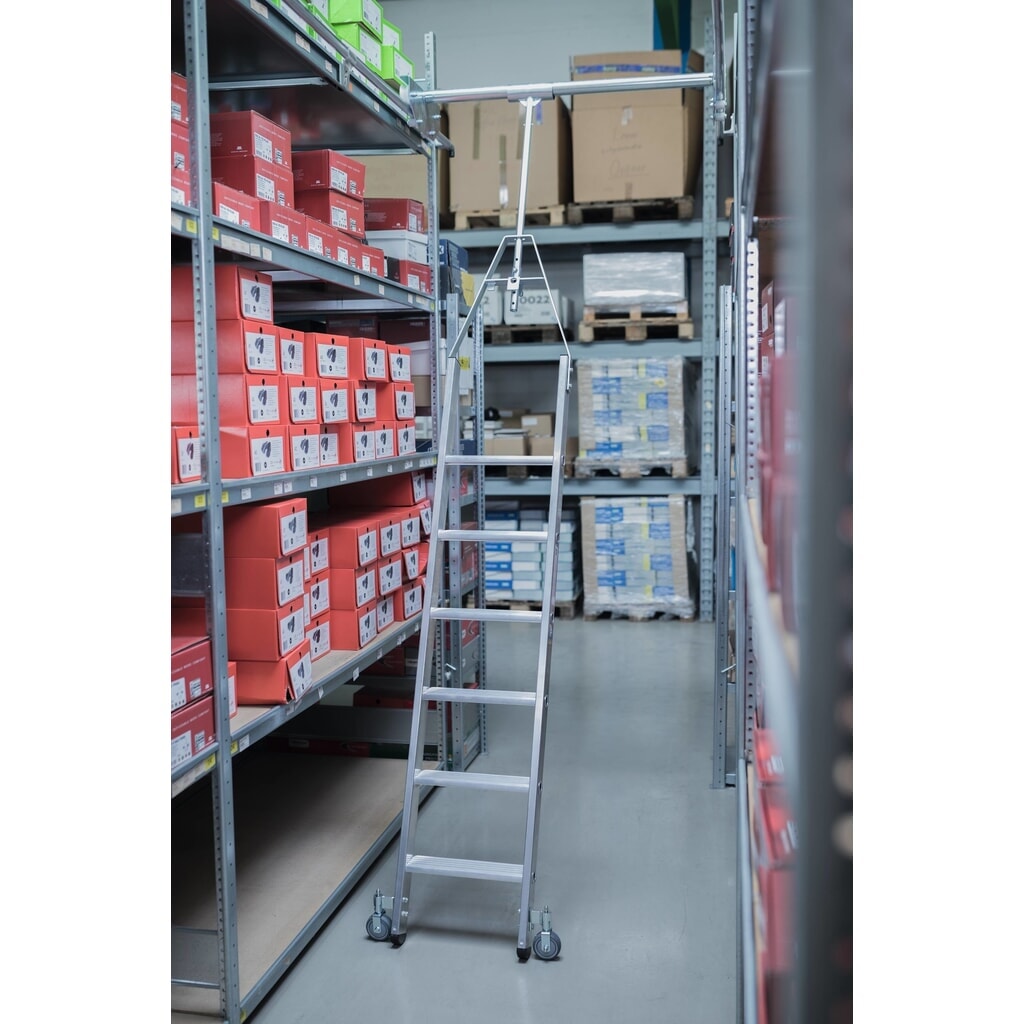 Munk Stufen Regalleiter drehbar für Doppelregal 6 Stufen Produktabbildung Nr. 2: Munk Stufen Regalleiter drehbar für Doppelregal 6 Stufen