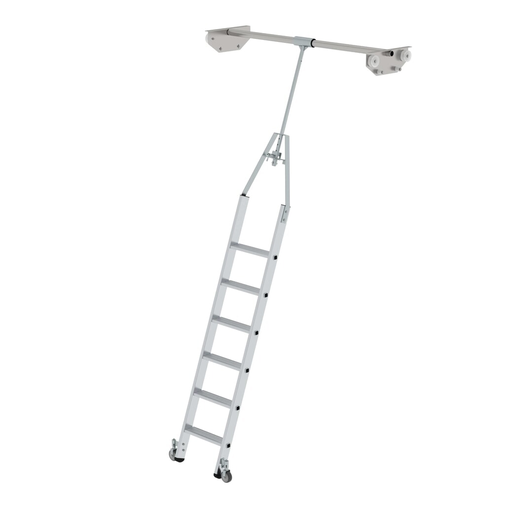 Munk Stufen Regalleiter drehbar für Doppelregal 6 Stufen Produktabbildung Nr. 1: Munk Stufen Regalleiter drehbar für Doppelregal 6 Stufen