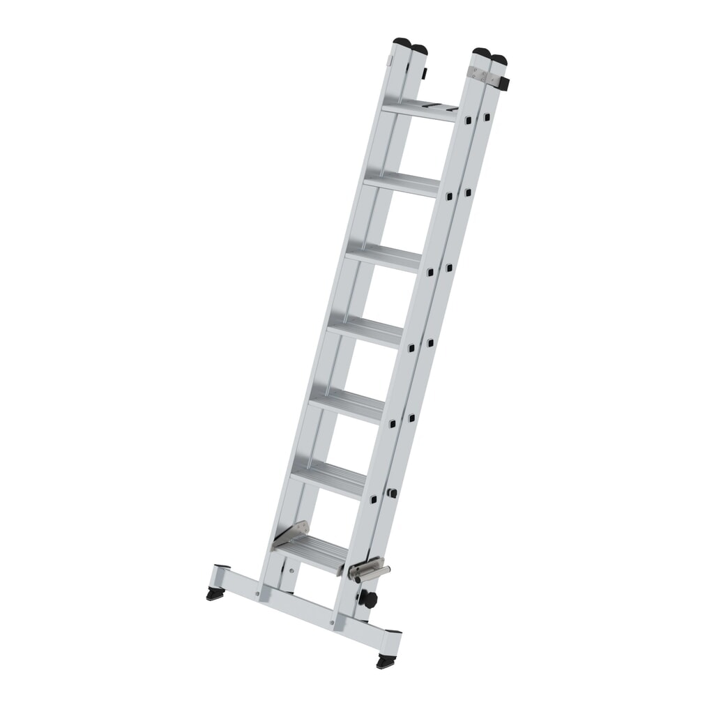 Produktabbildung: Munk Stufen-Schiebeleiter 2-teilig mit nivello®-Traverse 2x7 Stufen