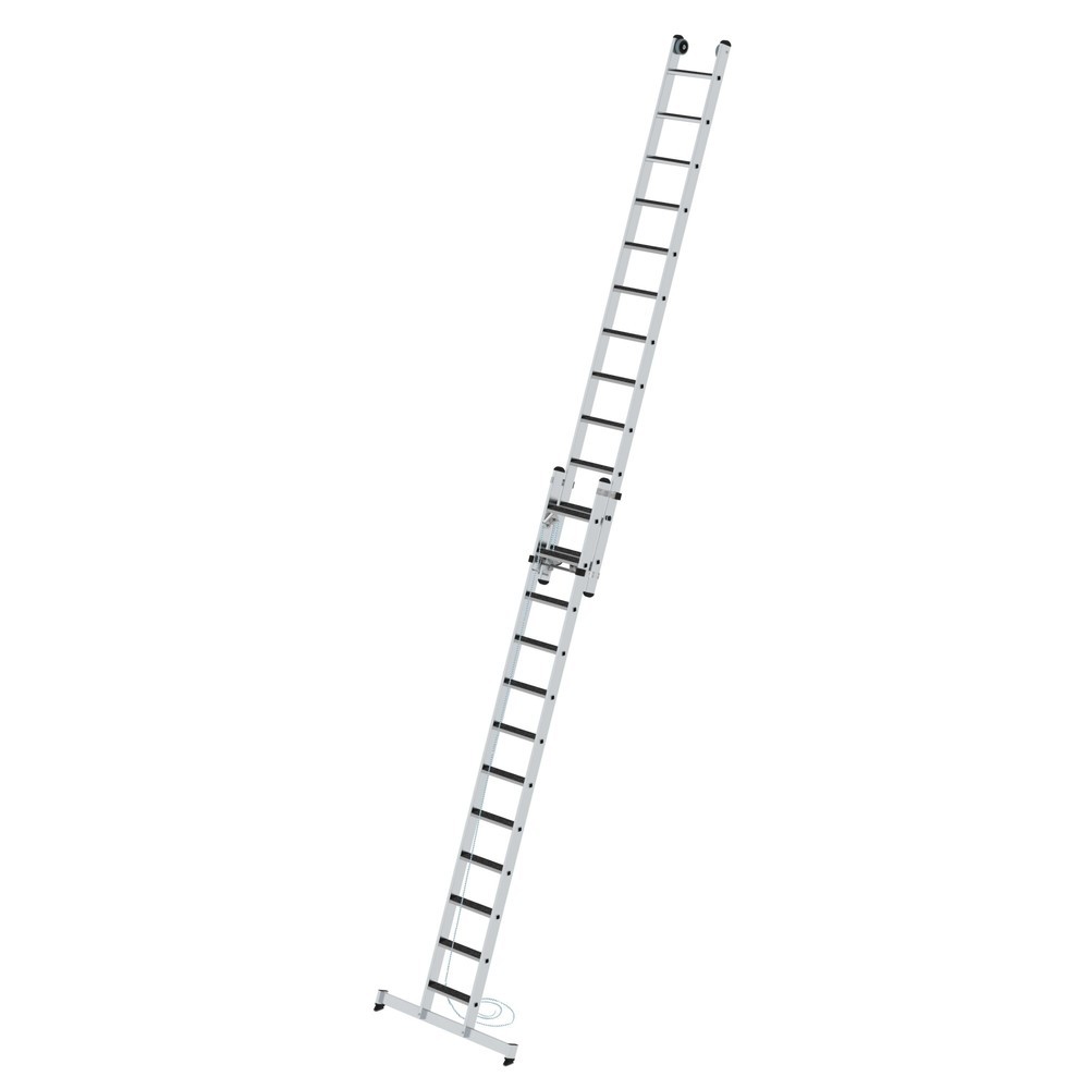 Produktabbildung: Munk Stufen-Seilzugleiter 2-teilig mit nivello® Traverse und clip-step R13 2x12 Stufen