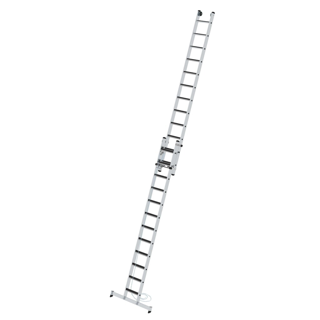 Produktabbildung: Munk Stufen-Seilzugleiter 2-teilig mit nivello® Traverse und clip-step R13 2x12 Stufen