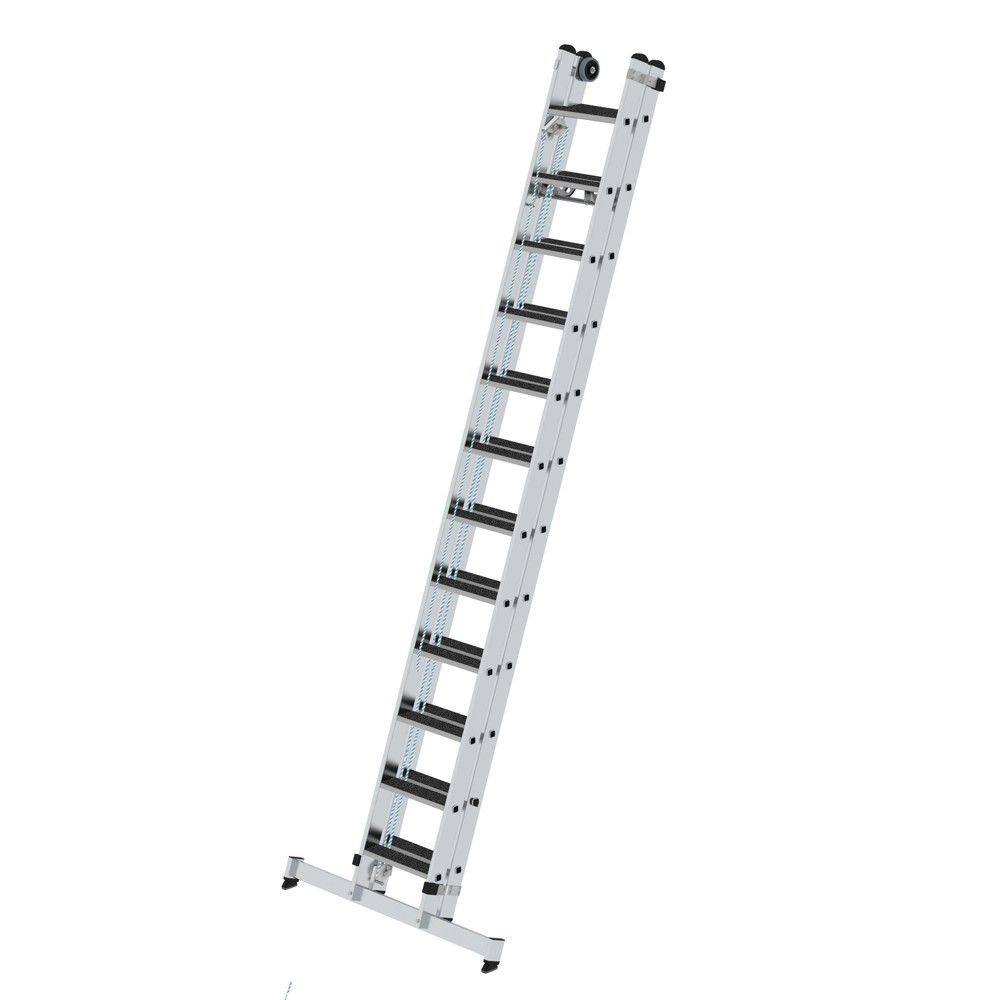 Produktabbildung Nr. 2: Munk Stufen-Seilzugleiter 2-teilig mit nivello® Traverse und clip-step R13 2x12 Stufen
