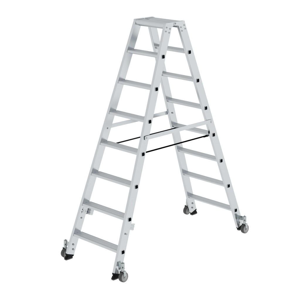 Produktabbildung Nr. 1: Munk Stufen-Stehleiter beidseitig begehbar mit Rollen 2x8 Stufen