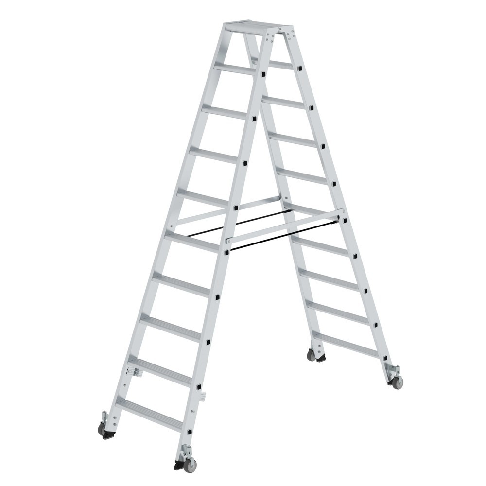 Produktabbildung Nr. 1: Munk Stufen-Stehleiter beidseitig begehbar mit Rollen 2x10 Stufen