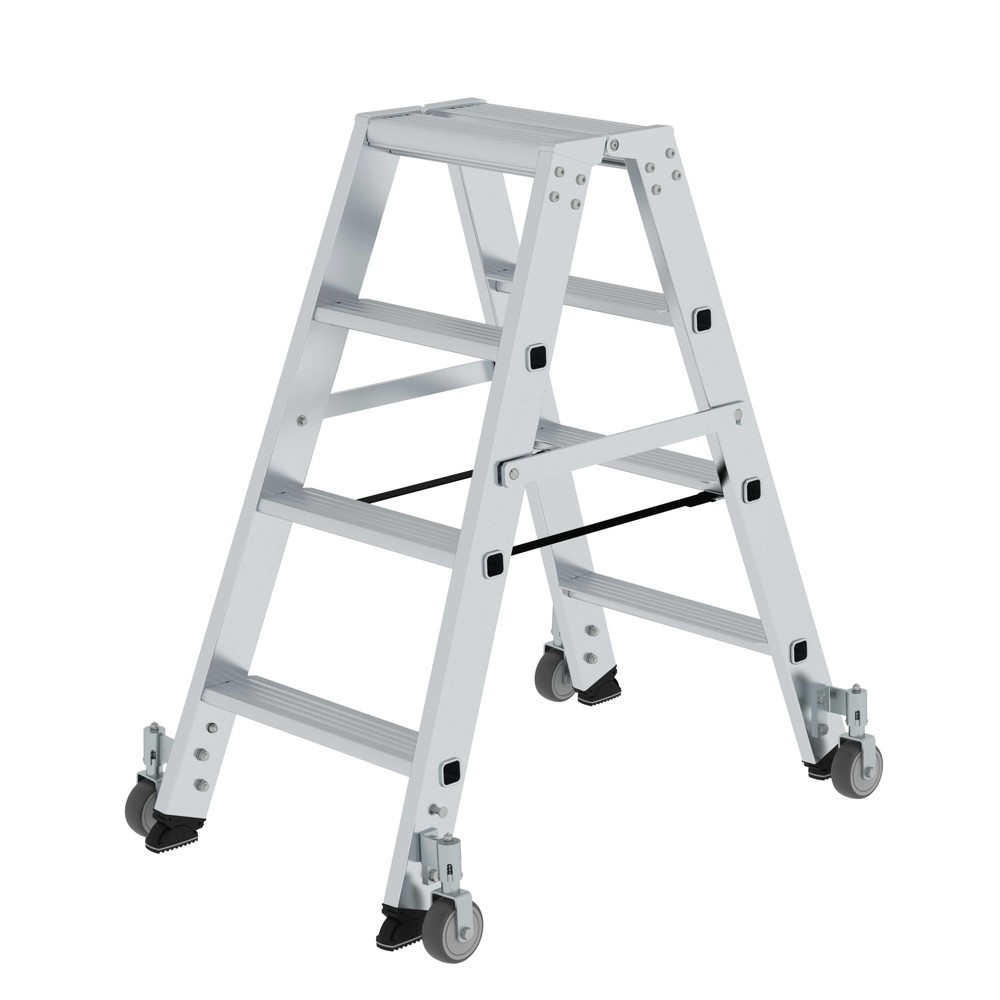 Produktabbildung Nr. 1: Munk Stufen-Stehleiter beidseitig begehbar mit Rollen 2x4 Stufen