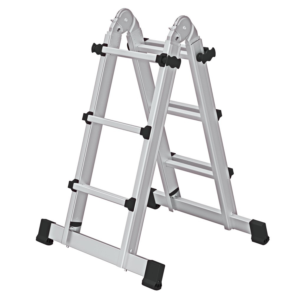 Produktabbildung: Munk Teleskopleiter 4-teilig mit Traverse 4x3 Sprossen
