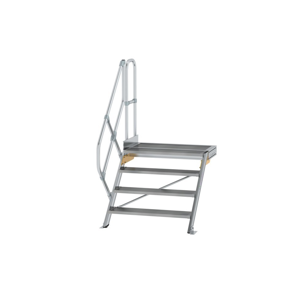 Produktabbildung: Munk Treppe mit Plattform 45° Stufenbreite 1000 mm 4 Stufen Aluminium geriffelt