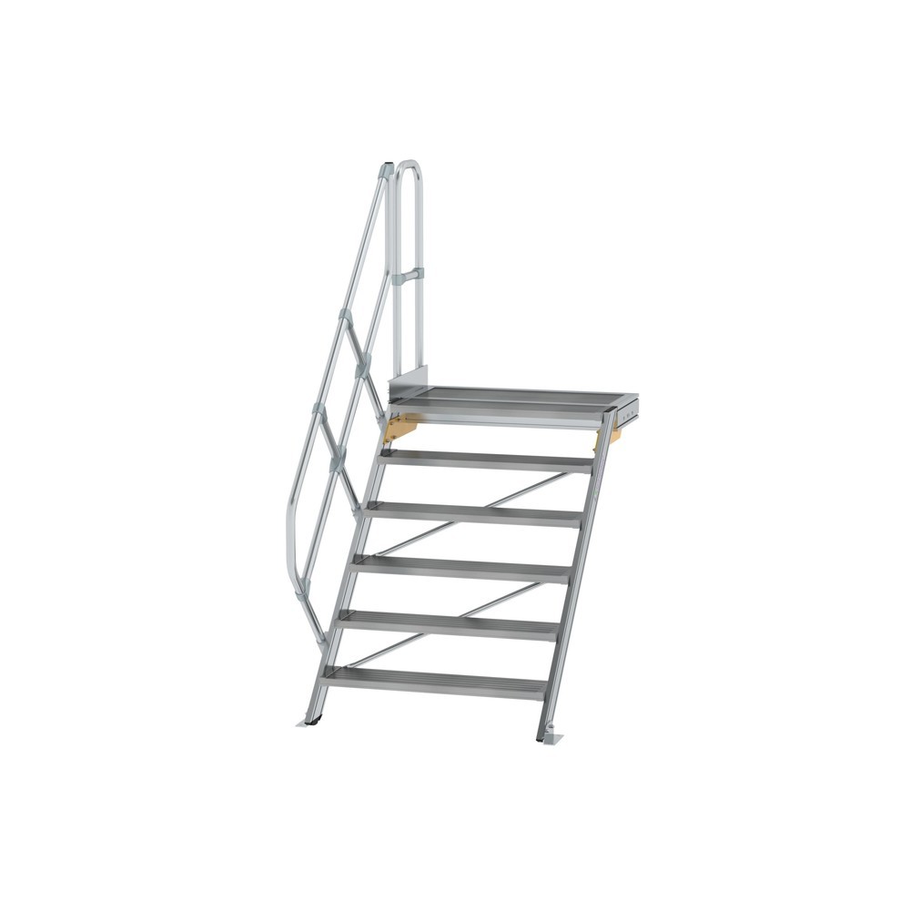 Produktabbildung: Munk Treppe mit Plattform 45° Stufenbreite 1000 mm 6 Stufen Aluminium geriffelt