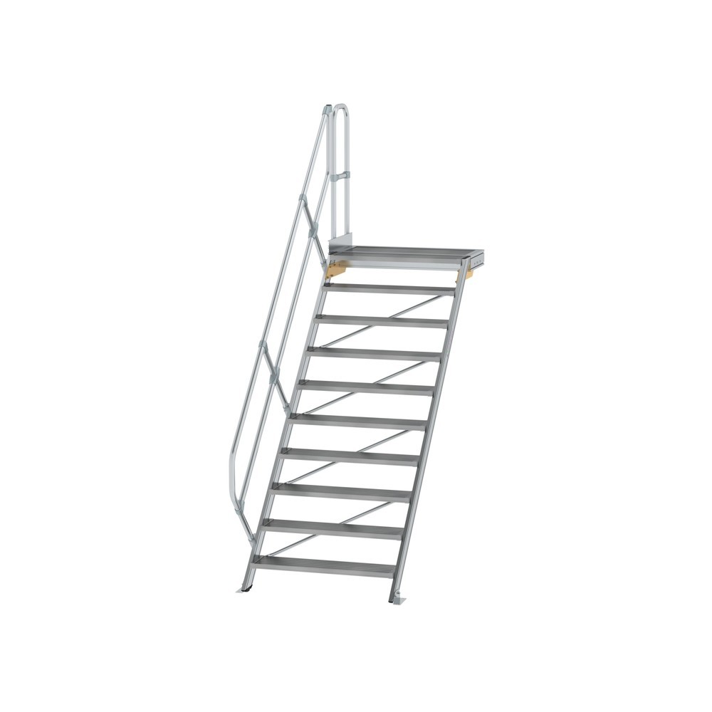 Produktabbildung: Munk Treppe mit Plattform 45° Stufenbreite 1000 mm 10 Stufen Aluminium geriffelt