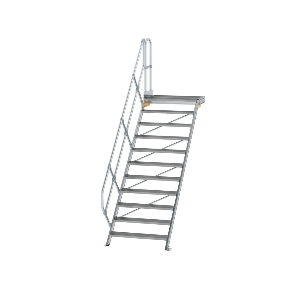 Produktabbildung: Munk Treppe mit Plattform 45° Stufenbreite 1000 mm 11 Stufen Aluminium geriffelt