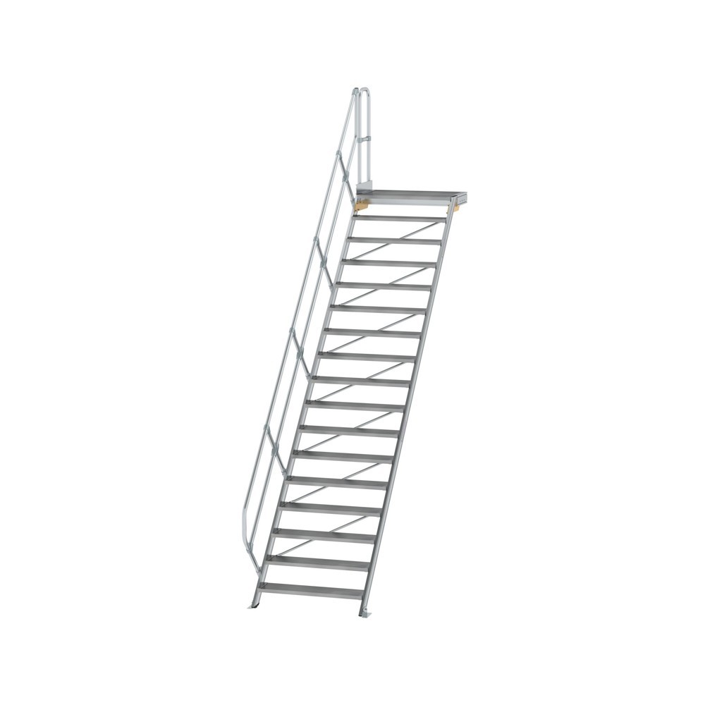 Produktabbildung: Munk Treppe mit Plattform 45° Stufenbreite 1000 mm 17 Stufen Aluminium geriffelt