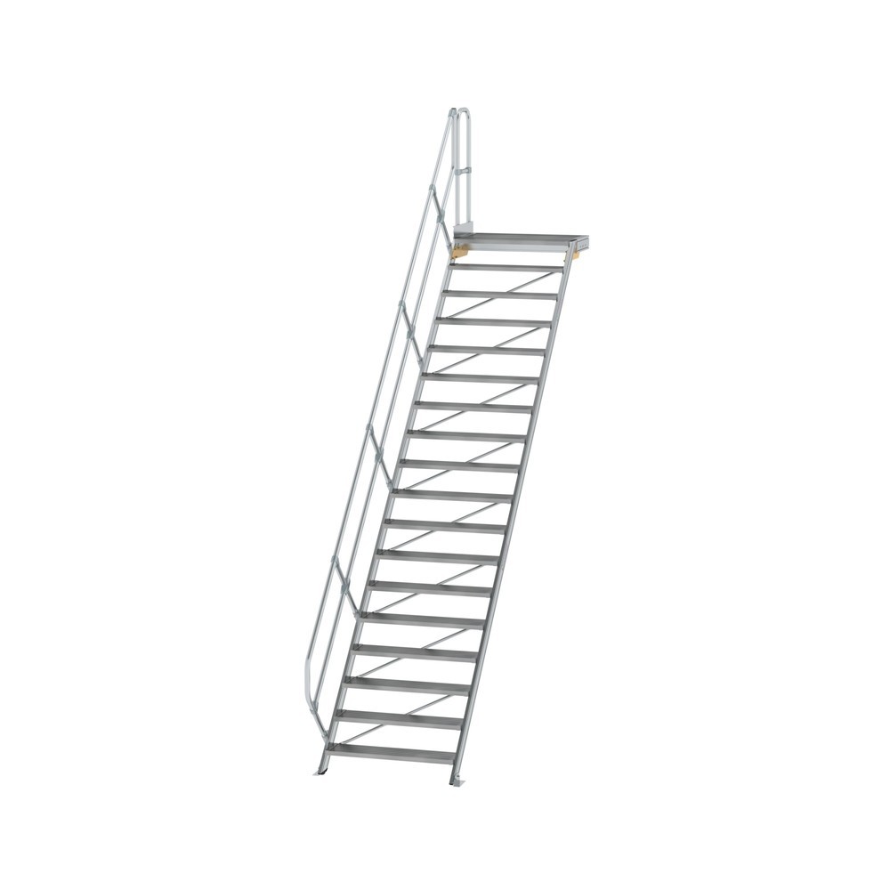 Produktabbildung: Munk Treppe mit Plattform 45° Stufenbreite 1000 mm 18 Stufen Aluminium geriffelt