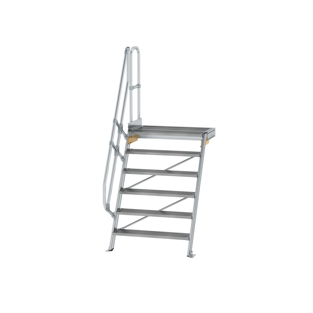 Produktabbildung: Munk Treppe mit Plattform 60° Stufenbreite 1000 mm 6 Stufen Aluminium geriffelt