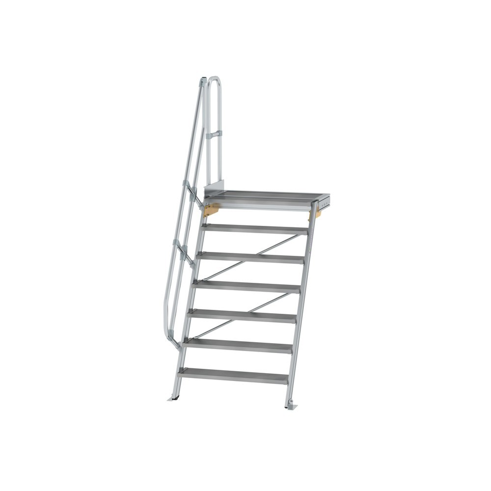 Produktabbildung: Munk Treppe mit Plattform 60° Stufenbreite 1000 mm 7 Stufen Aluminium geriffelt