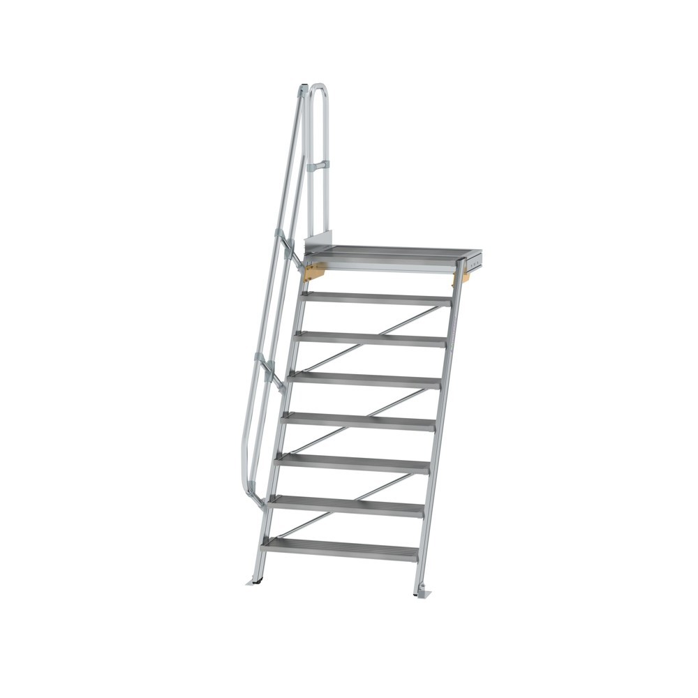 Produktabbildung: Munk Treppe mit Plattform 60° Stufenbreite 1000 mm 8 Stufen Aluminium geriffelt