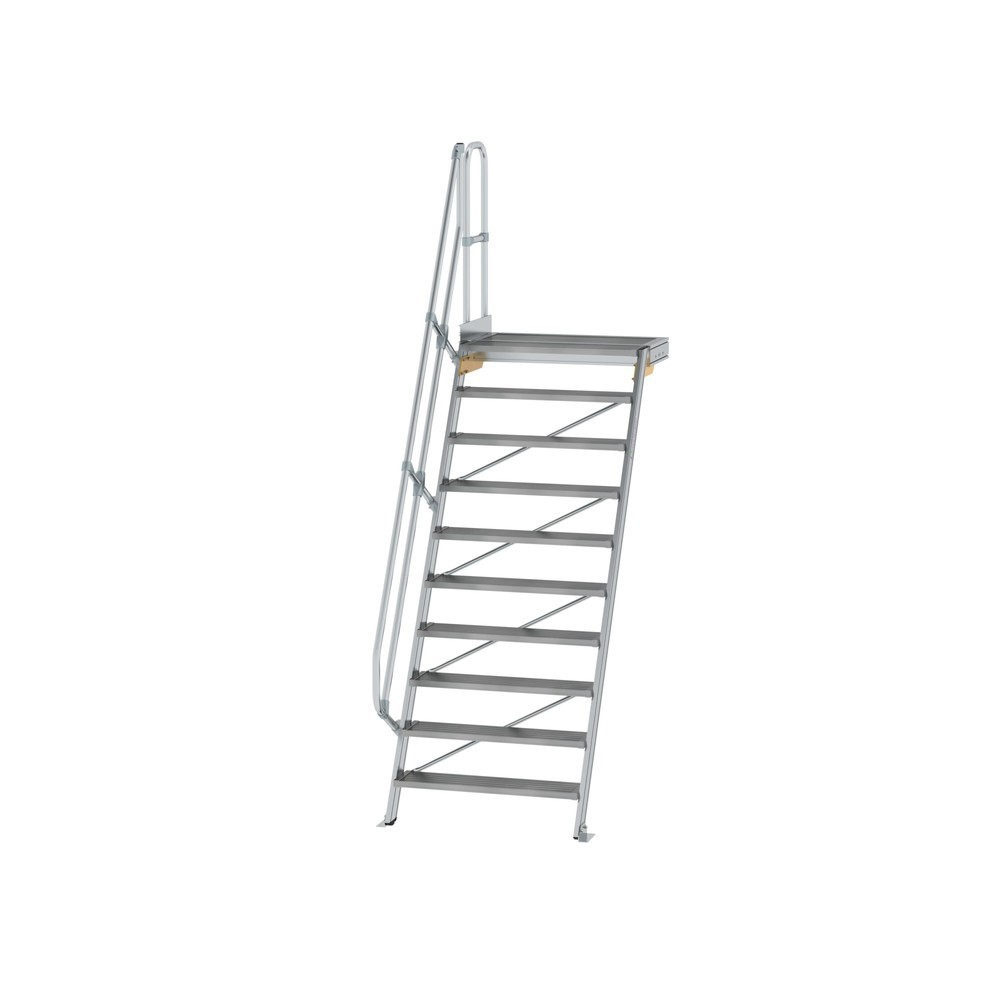Produktabbildung: Munk Treppe mit Plattform 60° Stufenbreite 1000 mm 10 Stufen Aluminium geriffelt