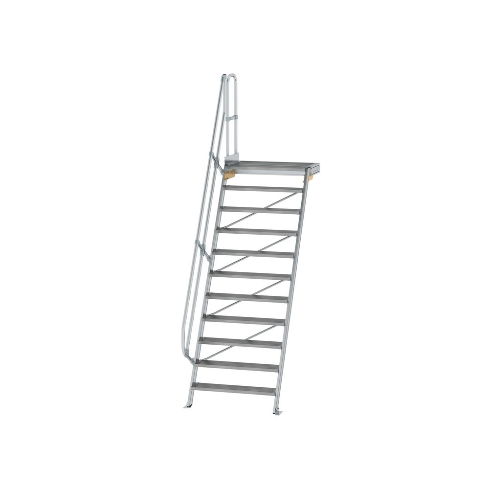 Produktabbildung: Munk Treppe mit Plattform 60° Stufenbreite 1000 mm 11 Stufen Aluminium geriffelt