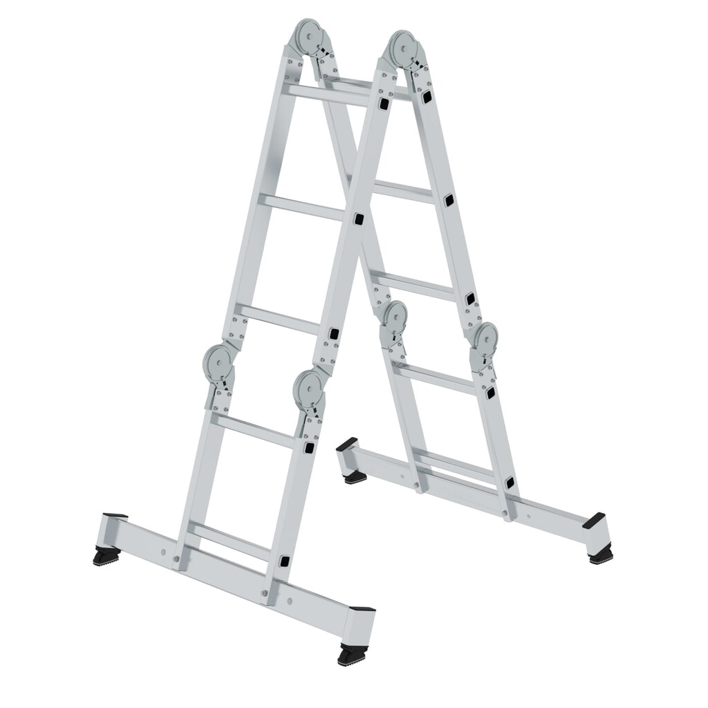 Produktabbildung: Vielzweckleiter 4-teilig mit nivello®-Traverse 2x2 + 2x3 Sprossen