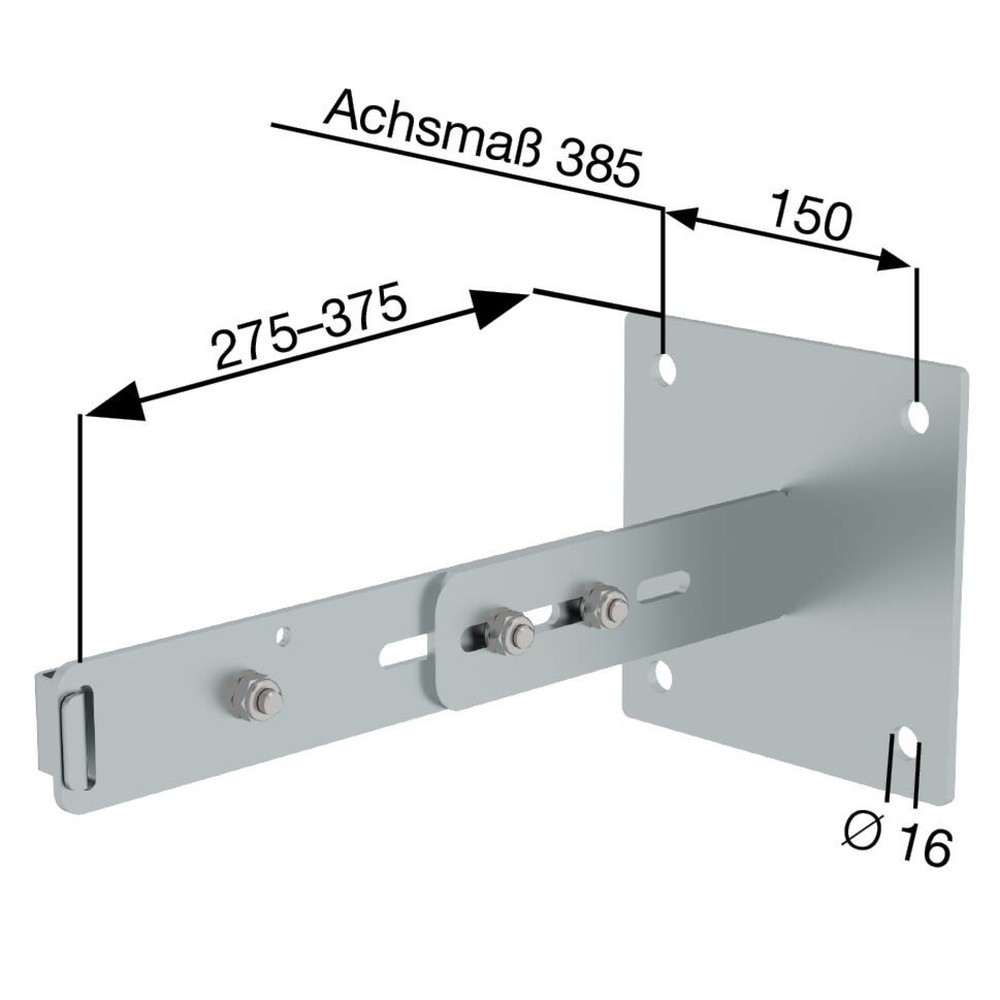 Produktabbildung Nr. 2: Munk Wandhalter m. Klemmbügel, verstellbar 275-375mm, Stahl verzinkt