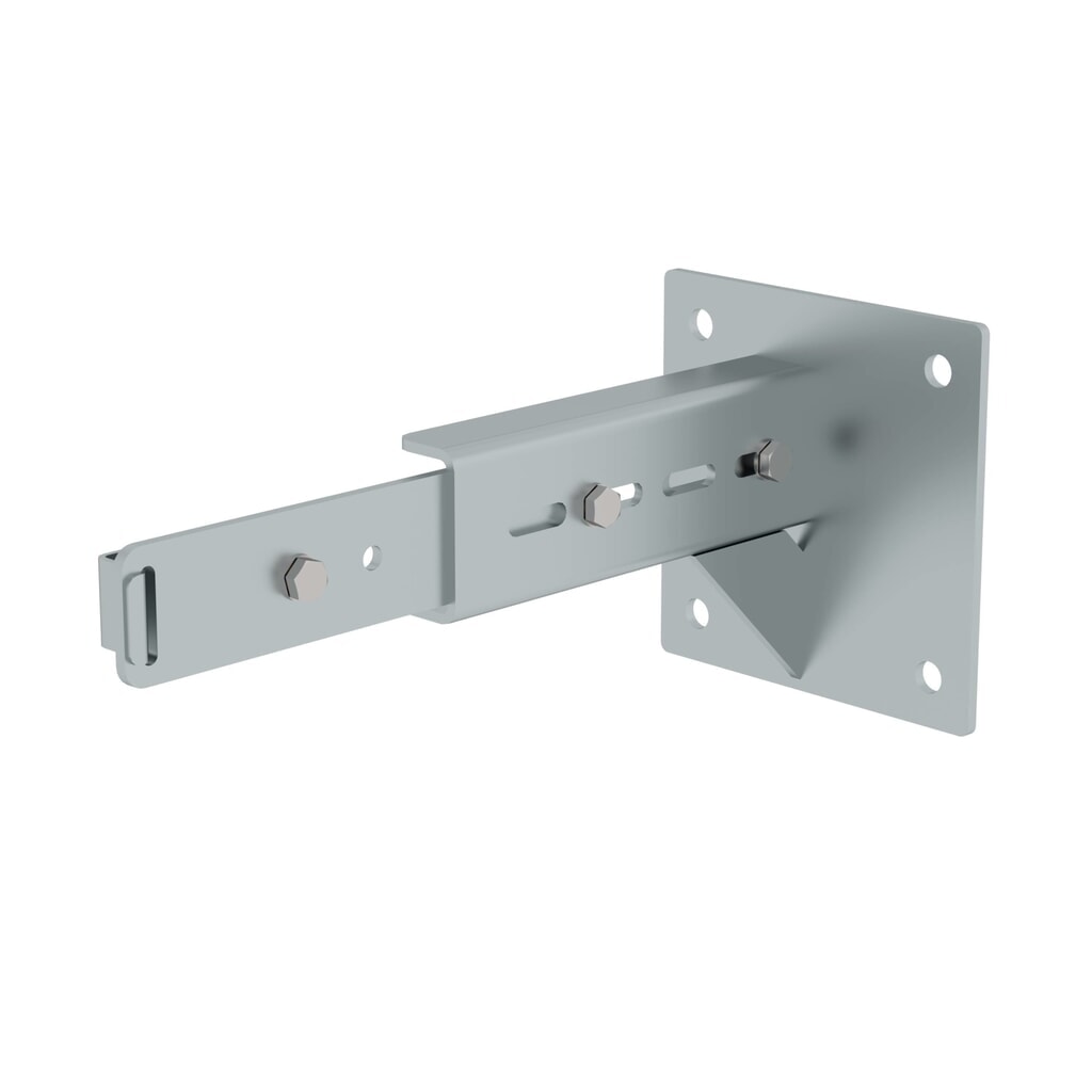 Munk Wandhalter m. Klemmbügel, verstellbar 375-500mm, Stahl verzinkt Produktabbildung: Munk Wandhalter m. Klemmbügel, verstellbar 375-500mm, Stahl verzinkt