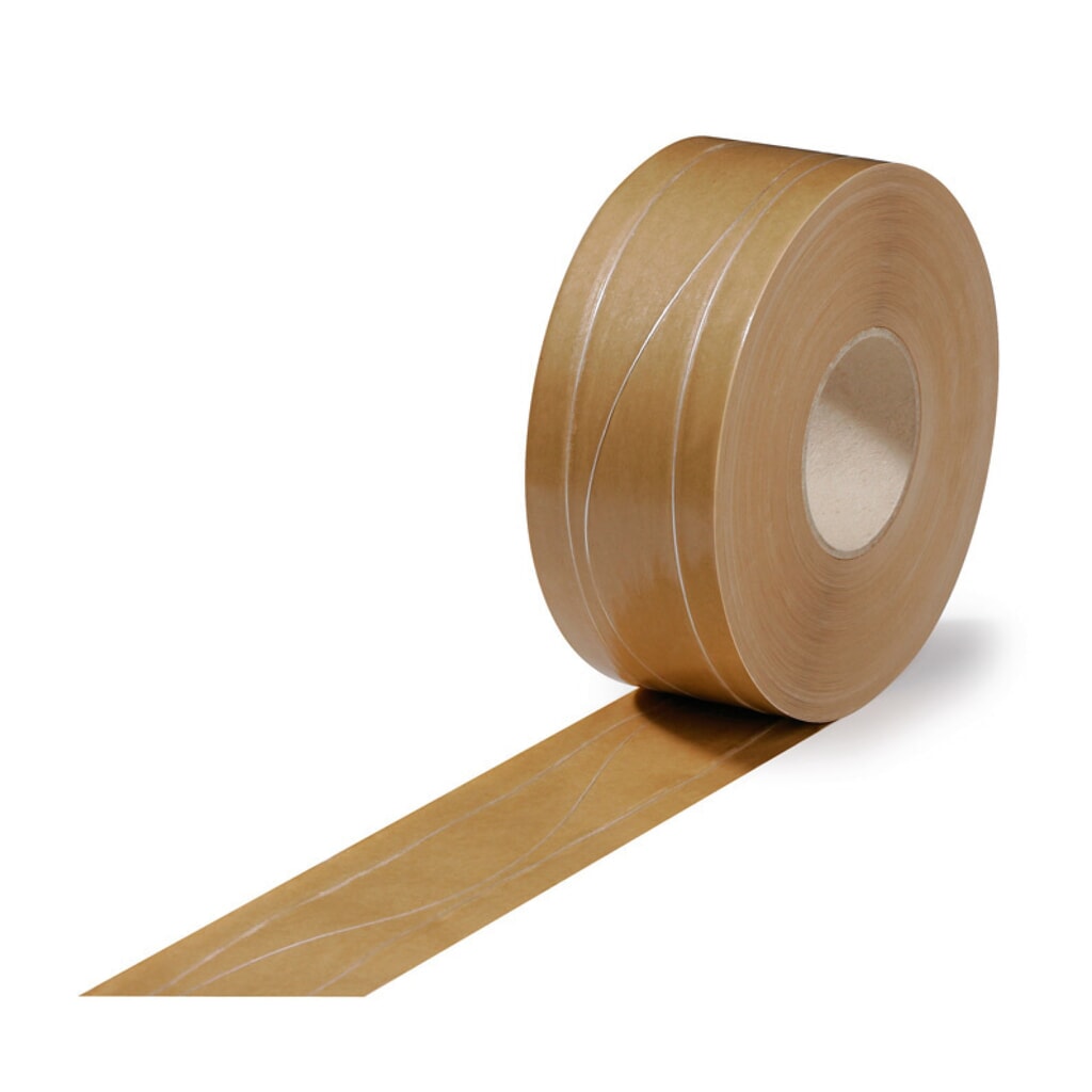 Produktabbildung: Nassklebeband, 2 Längs-, 1 Sinusfaden, Breite 70 mm x Länge 200 m