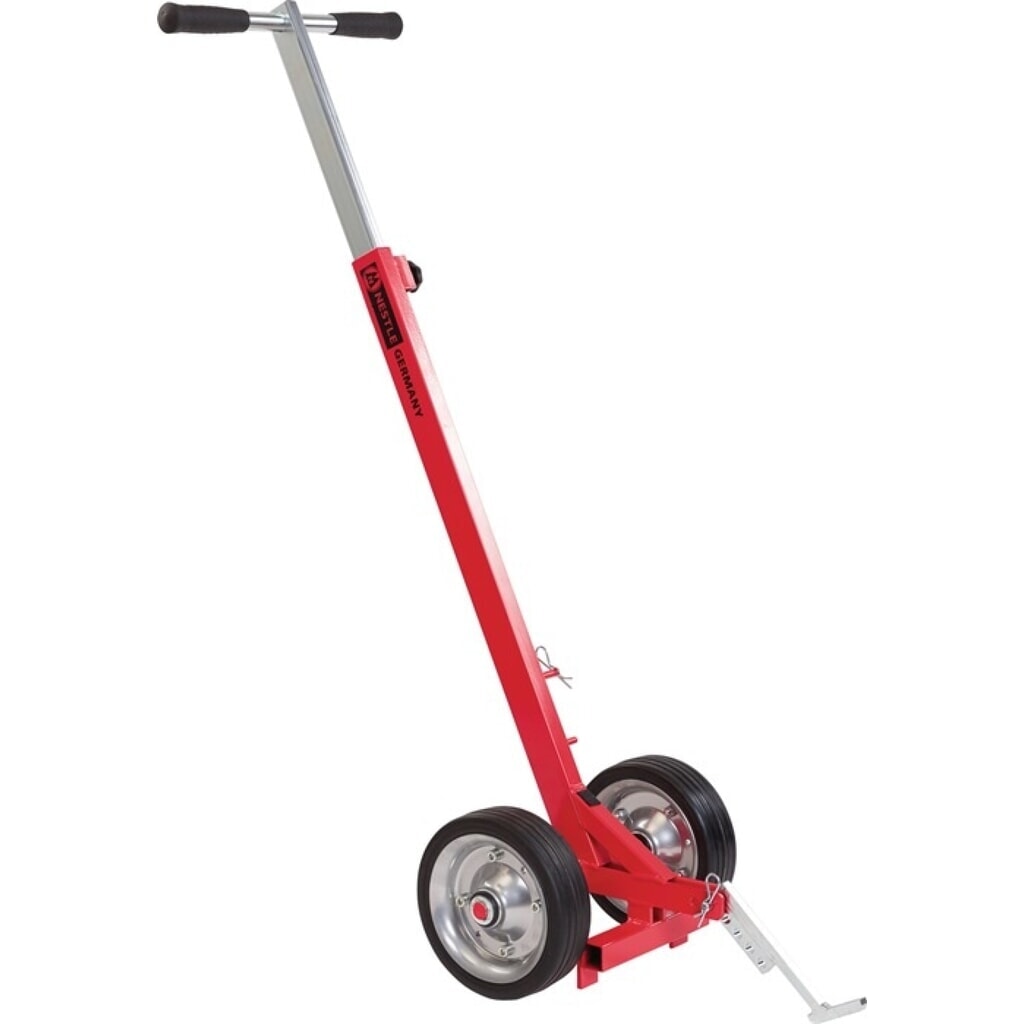 Produktabbildung: NESTLE Kanaldeckelheber, fahrbar, Länge 980-1480 mm, rot pulverbeschichtet