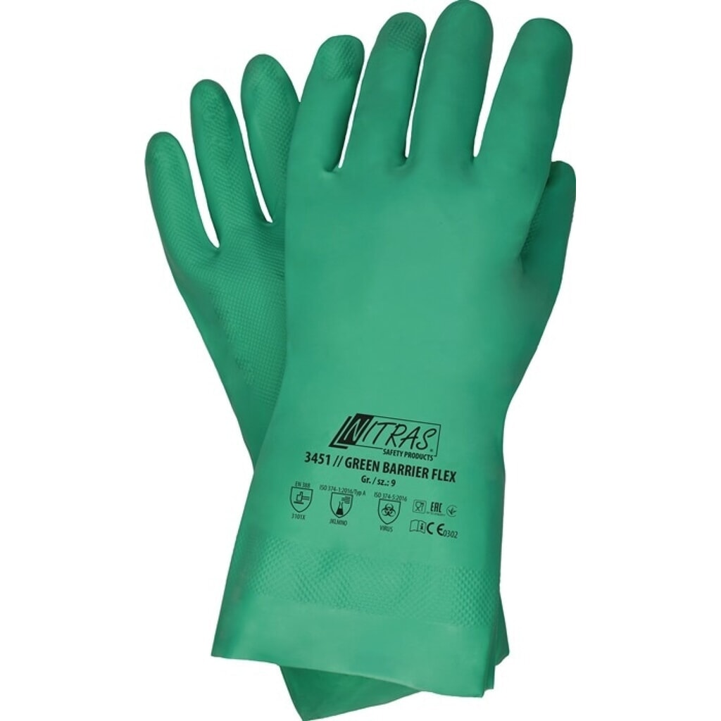 NITRAS Chemikalienschutzhandschuhe Green Barrier Flex, EN 388, Größe 10 grün, PSA-Kategorie III Produktabbildung: NITRAS Chemikalienschutzhandschuhe Green Barrier Flex, EN 388, Größe 10 grün, PSA-Kategorie III