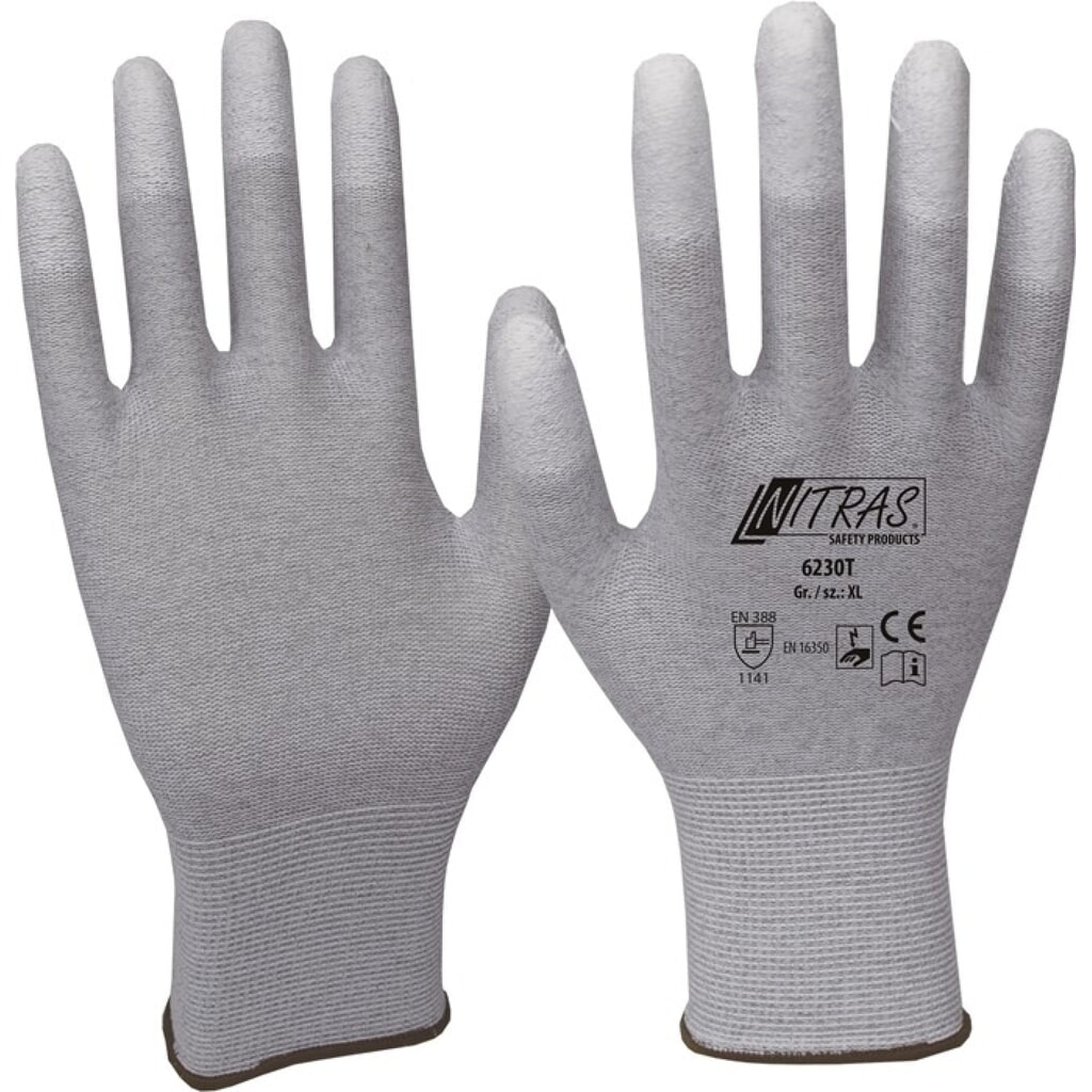Produktabbildung: NITRAS Handschuhe Gr.10 grau/weiß EN 388,EN